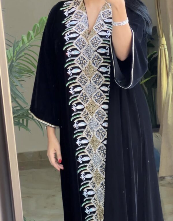 Black velvet fully embroidered