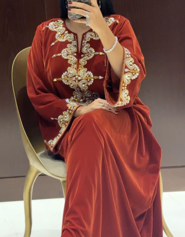 Orange velvet Khaliji dress
