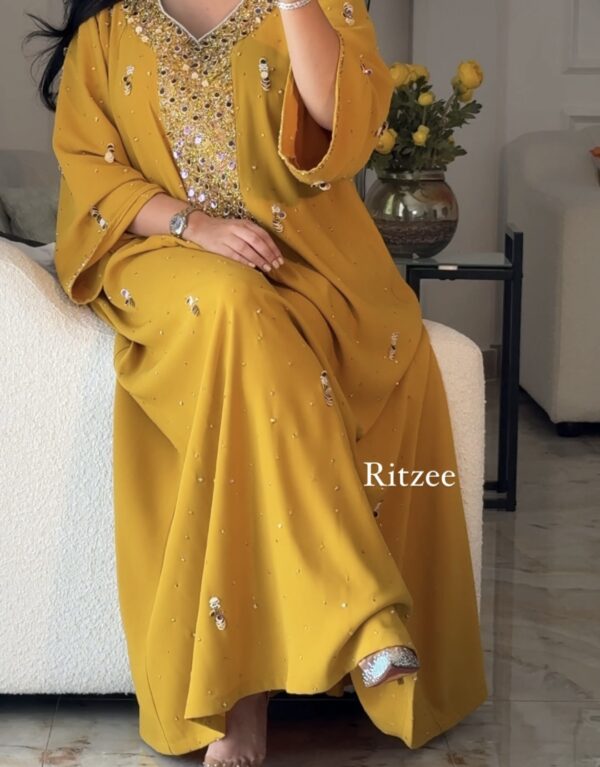 Fully hand work embroidered khaliji dress
