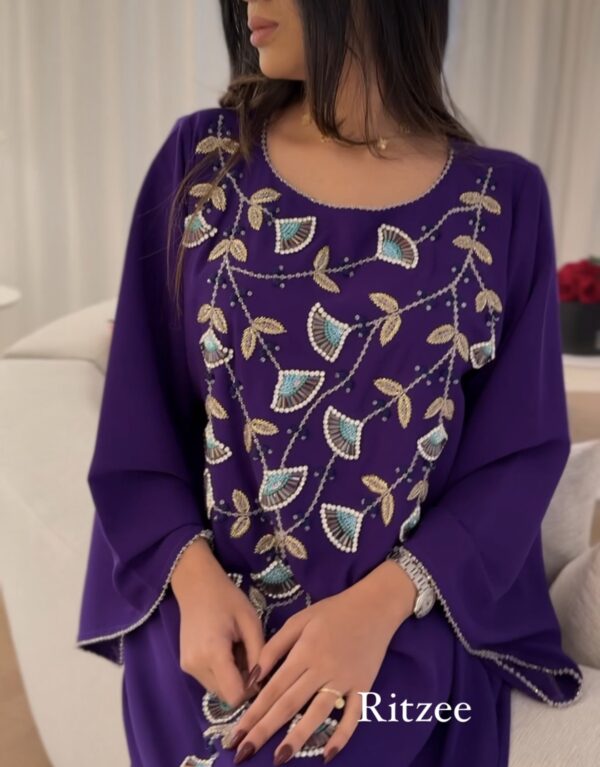 Fully hand work embroidered khaliji dress
