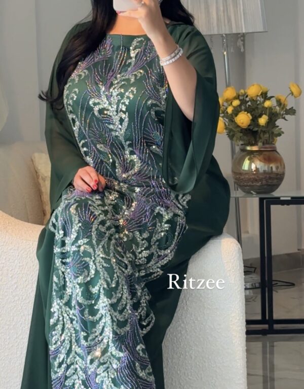 Fully hand work embroidered khaliji dress