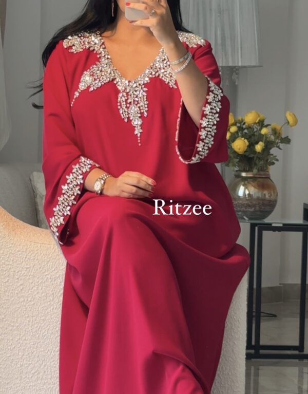Fully hand work embroidered khaliji dress