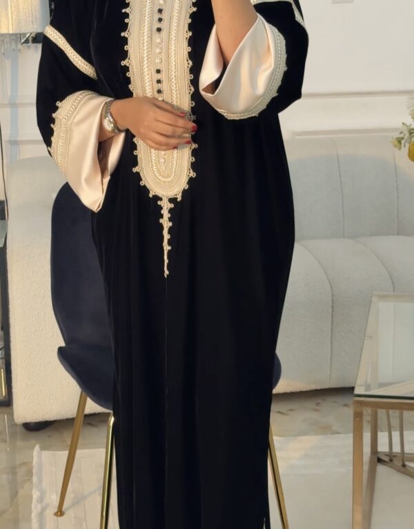 Velvet fully hand work embroidered khaliji modern dress