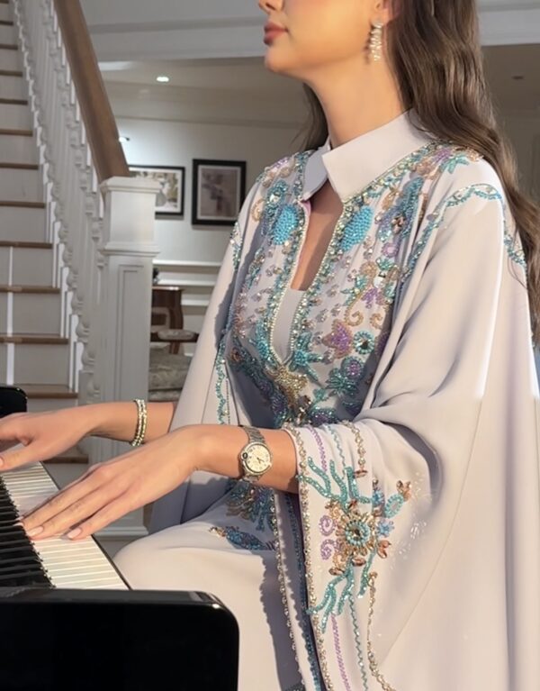 Modern khaliji dress fully hand embroidered